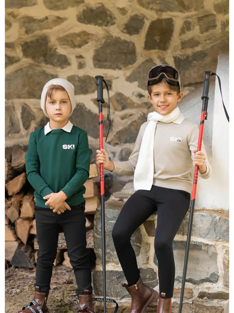 AP 2025 AW Ski collection kids boys girls cotton casual embroideried letter print sporty family matching clothes dress set shirt - Image 4