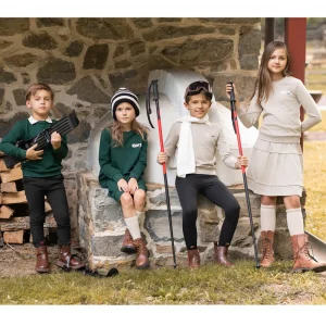 AP 2025 AW Ski collection kids boys girls cotton casual embroideried letter print sporty family matching clothes dress set shirt