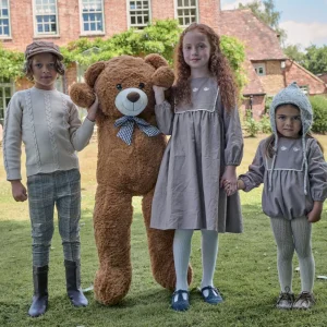 Ready to Ship 2025 AS AW Kids Cotton Linen Clothes Sweater Brother Sister Matching Outfits Embroidery Dress with Lace Clothing