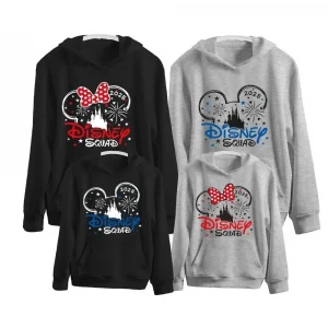 Disney Mickey Mouse Boys Girls Hoodies Autumn Winter Family Parent-child Hoodies Unisex Oversized Loose Long Sleeves Top Y2k