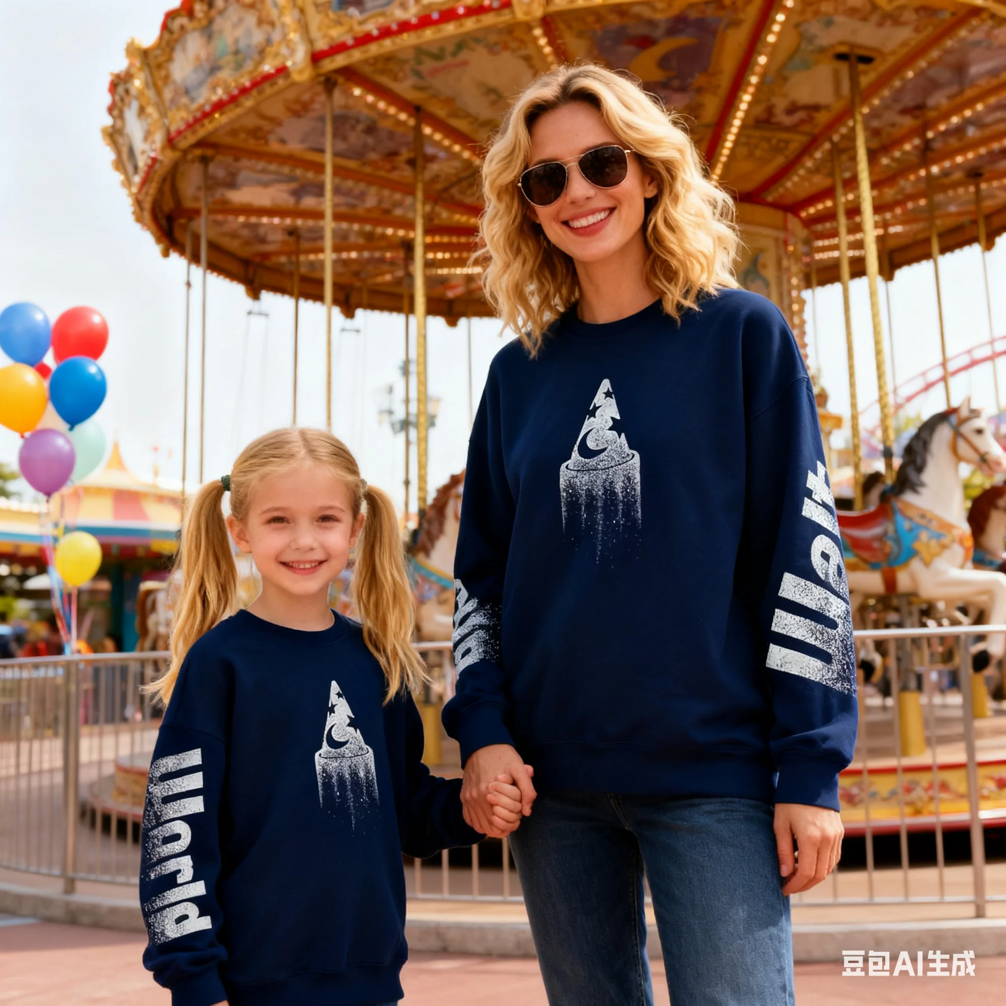 Disney Walt Disney World Sorcerer Hat Magic Particle Dissipation Style Family Matching Outfits Crewneck Sweatshirt Autumn Winter