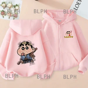 Crayon Shinshin Parent-child Clothing Harajuku Printed Adult Zipper Sweater Children Sweater Same Model Shinshin Family Clothing