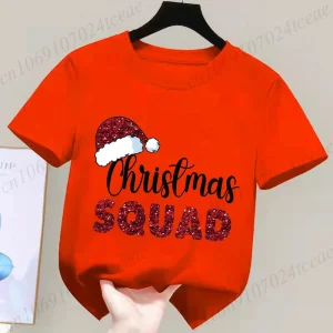 Team Santa T Shirt Christmas Family Matching Pajamas Tee Girls T Shirt Children's Clothing Christmas Squad Kids Cotton Tee Tops