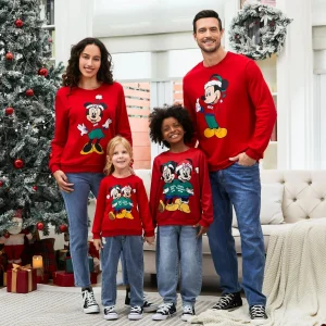 Disney Micky & Minnie Christmas Family Matching Outfits Adult Kids Crewneck Sweatshirt Soft Comfy Stylish Plus Size Fall Winter