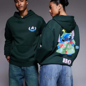 Disney Stitch's Christmas Gifts Family Matching Outfits Pullover Hoodies Athleisure Comfy Relaxed-Fit Plus Size Autumn Winter