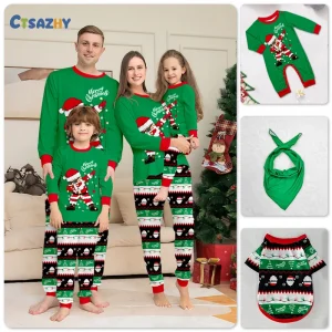 Christmas Family Matching Outfits Mom Dad Kids 2 Pieces Pajamas Set Baby Casual Loose Sleepwear Xmas Family Look Pyjamas