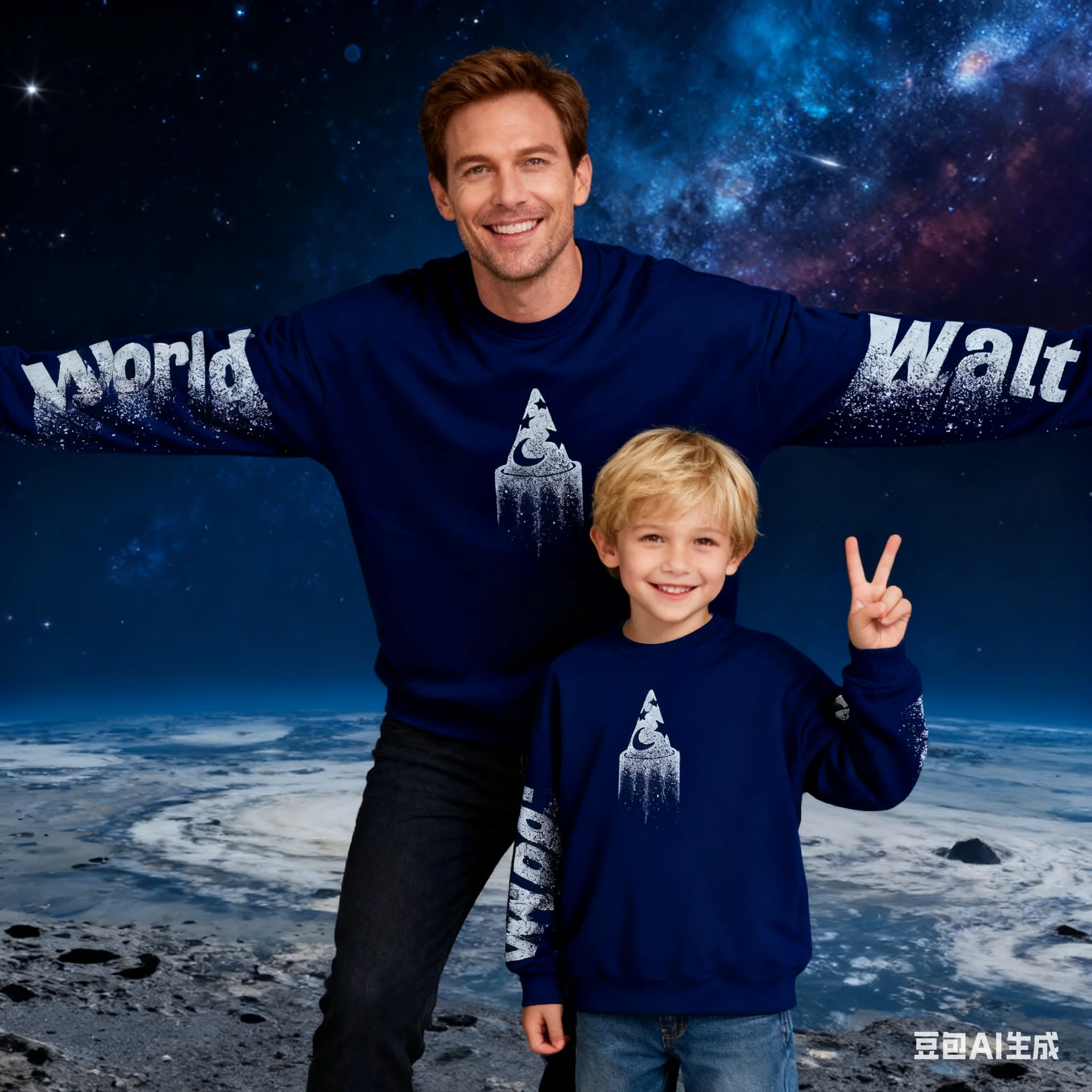 Disney Walt Disney World Sorcerer Hat Magic Particle Dissipation Style Family Matching Outfits Crewneck Sweatshirt Autumn Winter - Image 2