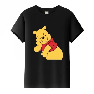 Cute Disney Winnie The Pooh Graphic Blouses Children t-shirt Family Clothing Man Top Loose Black Tees Short Sleeves Woman Tshirt