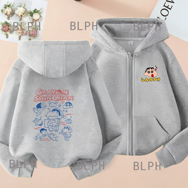 Crayon Shinshin Parent-child Clothing Harajuku Printed Adult Zipper Sweater Children Sweater Same Model Shinshin Family Clothing - Image 3